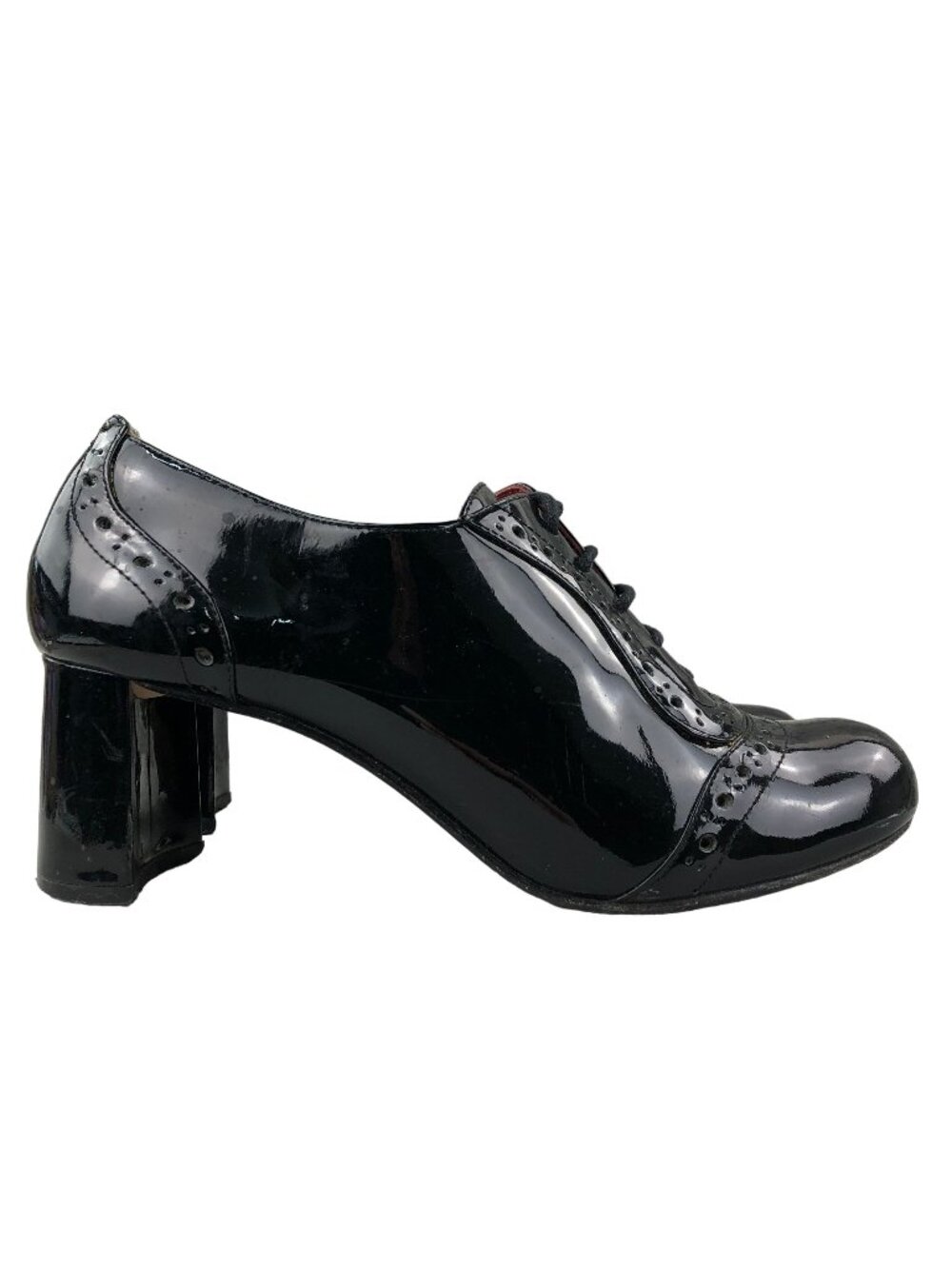 Max Studio Women's Size 8M Black Fine Leather Patent High Heel Brogue Pumps